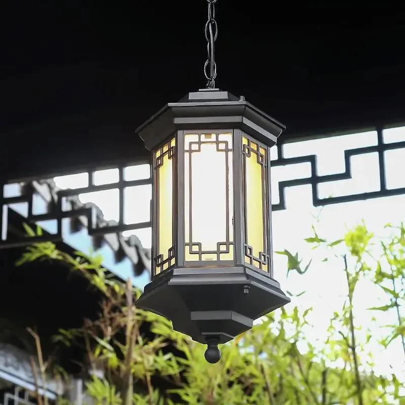 New Chinese Style Retro Balcony Gazebo Chandelier Outdoor Waterproof Garden Villa Corridor Aisle Pendent Ligh