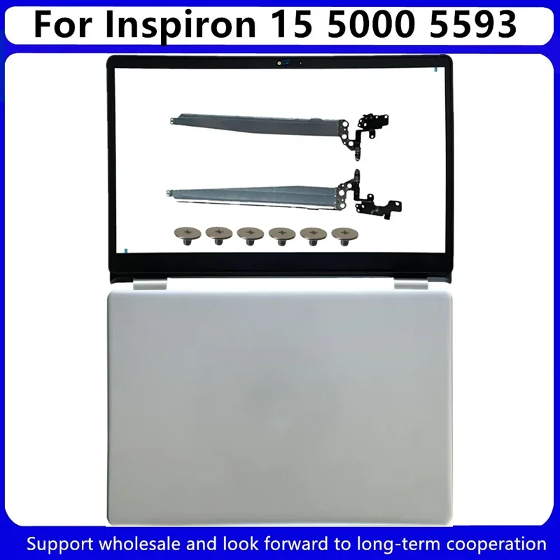 New For Dell Inspiron 15 5000 5593 Laptop LCD Back Cover Silver 032TJM / Front Bezel B Shell 0YCYPN / Hinges 0CCTXP