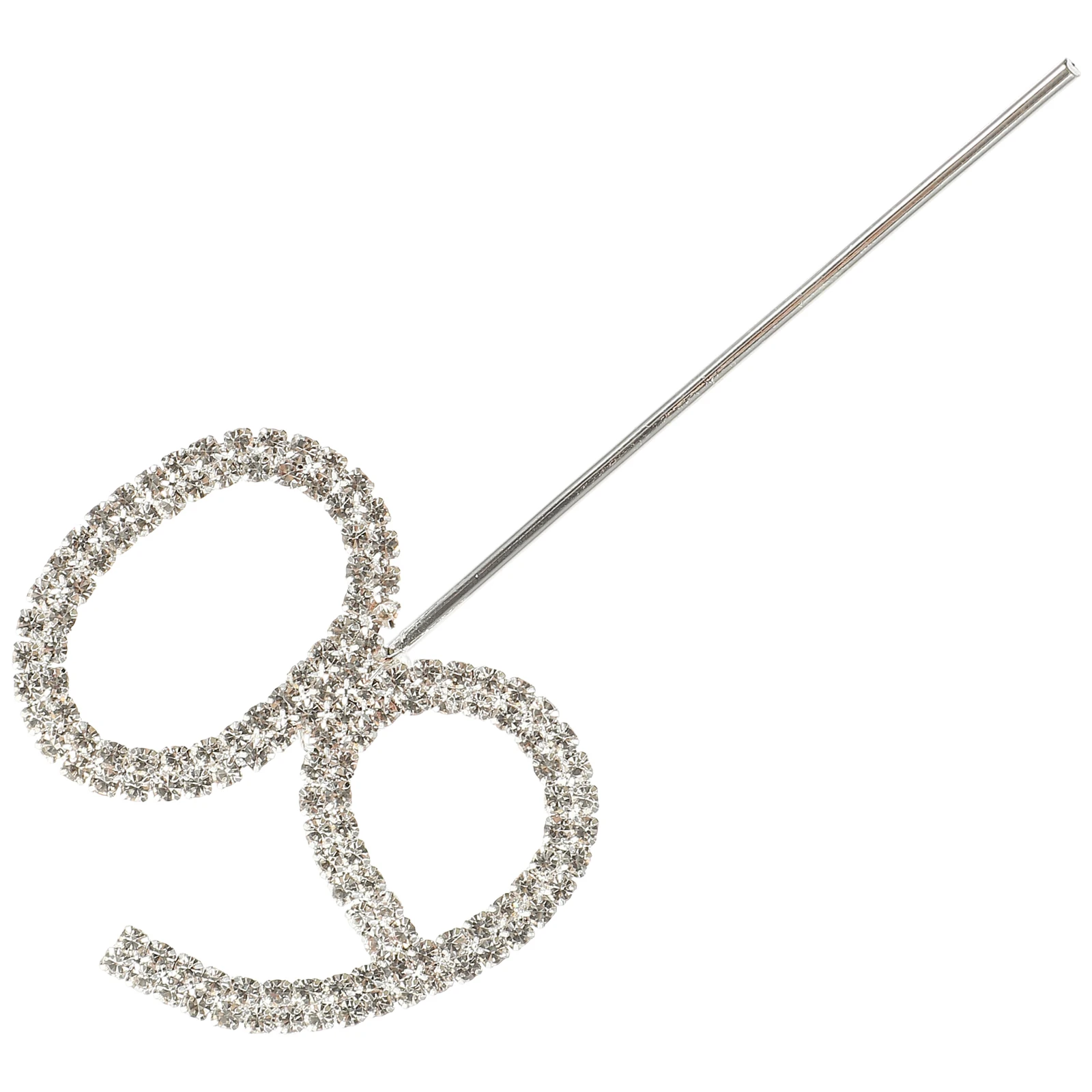 

Heart-shaped Insert Cake Topper Silver Rhinestone Decor 12cm Height Birthday Party Anniversary 60th Cake Decorations