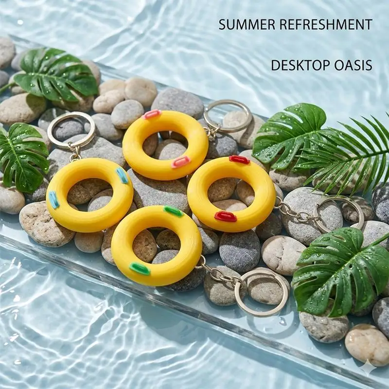 

Non-Toxic Cute Cartoon Swimming Ring Pendant Keychain Lightweight Bag Charm for Backpack Car Key Souvenir for Summer Parties