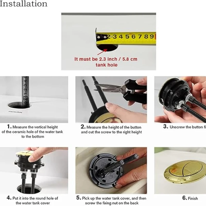 Universal Dual Flush Toilet Water Tank Button, Round Valve, Push Button, Toilet Seat Valve, Bathroom Parts