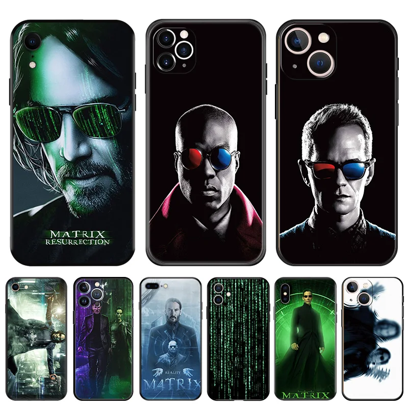 Black Soft Phone Case for Apple iphone 16 15 14 13 12 Mini XS 11 Pro Max XR 7 8 Plus X 16ProMax Fashion Matrix 4 Cover