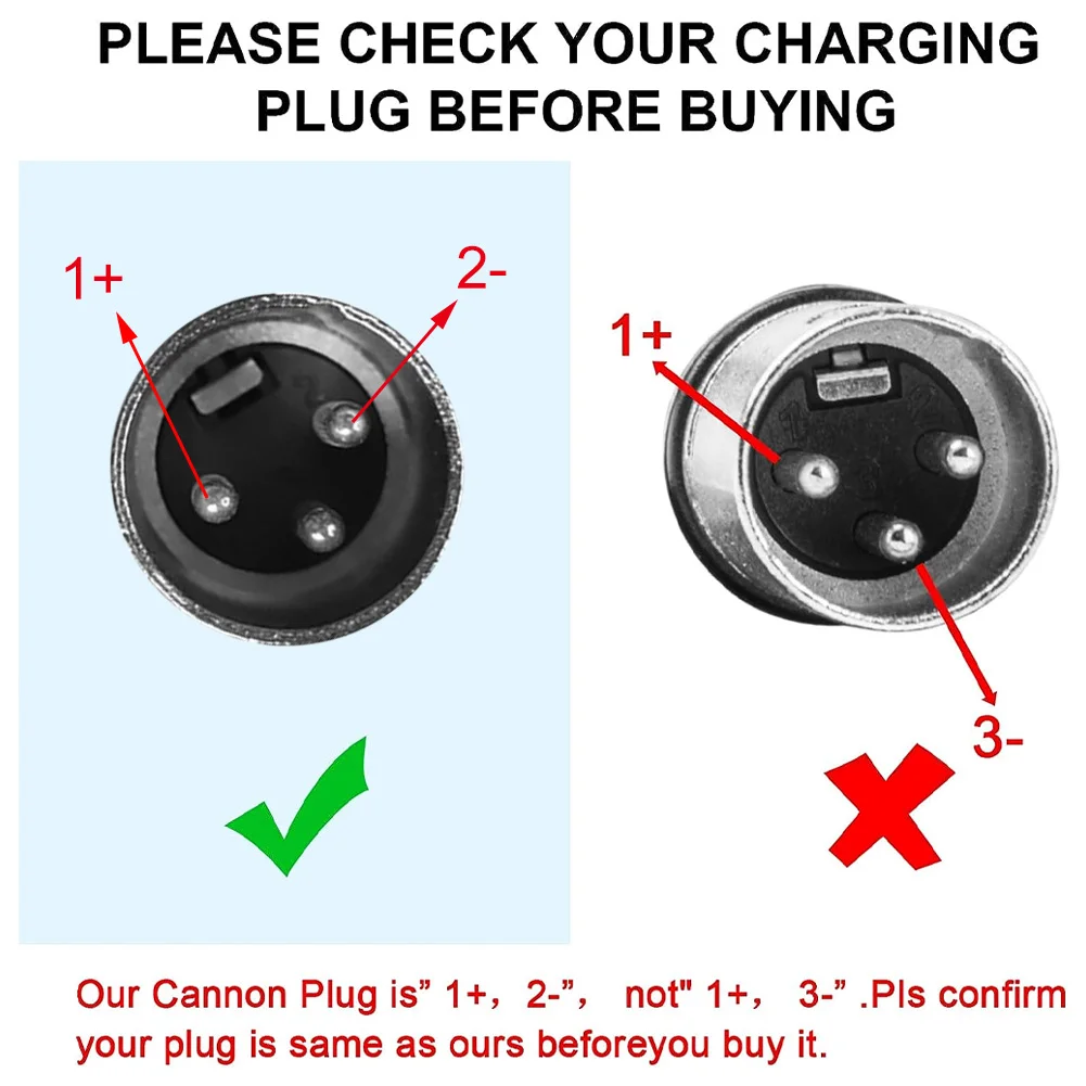 Charger for Self-Balancing Electric Scooter 42V/2A Output Lithium Battery Charger Male 3-Pin XLR Socket Connector E-Bike Charger