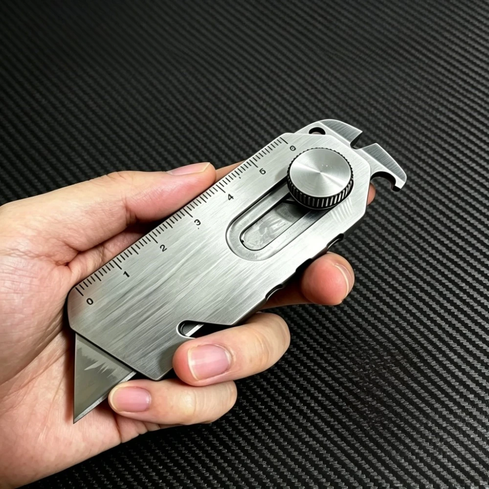 Multi functional Stainless Steel SK5 Utility Knife Sharp Portable Paper Cutter Ruler Pry Bar EDC Tool Replaceable Blade