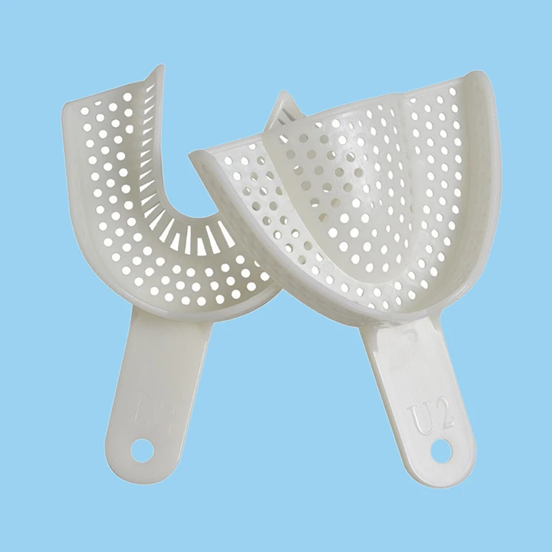 Porte-dents en plastique pour dentistes, empreinte de poulet, absorption complète de la bouche, plateaux en plâtre, hygiène buccale, outils dentaires, 1 paire