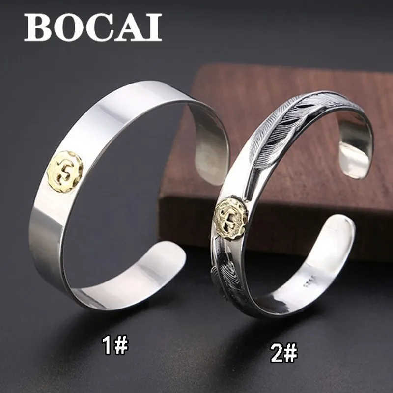 

BOCAI Real S925 Silver Jewelry Eagle Wings Thai Silver Trendy Nnew Men’s and Women‘s Bracelets Wholesale