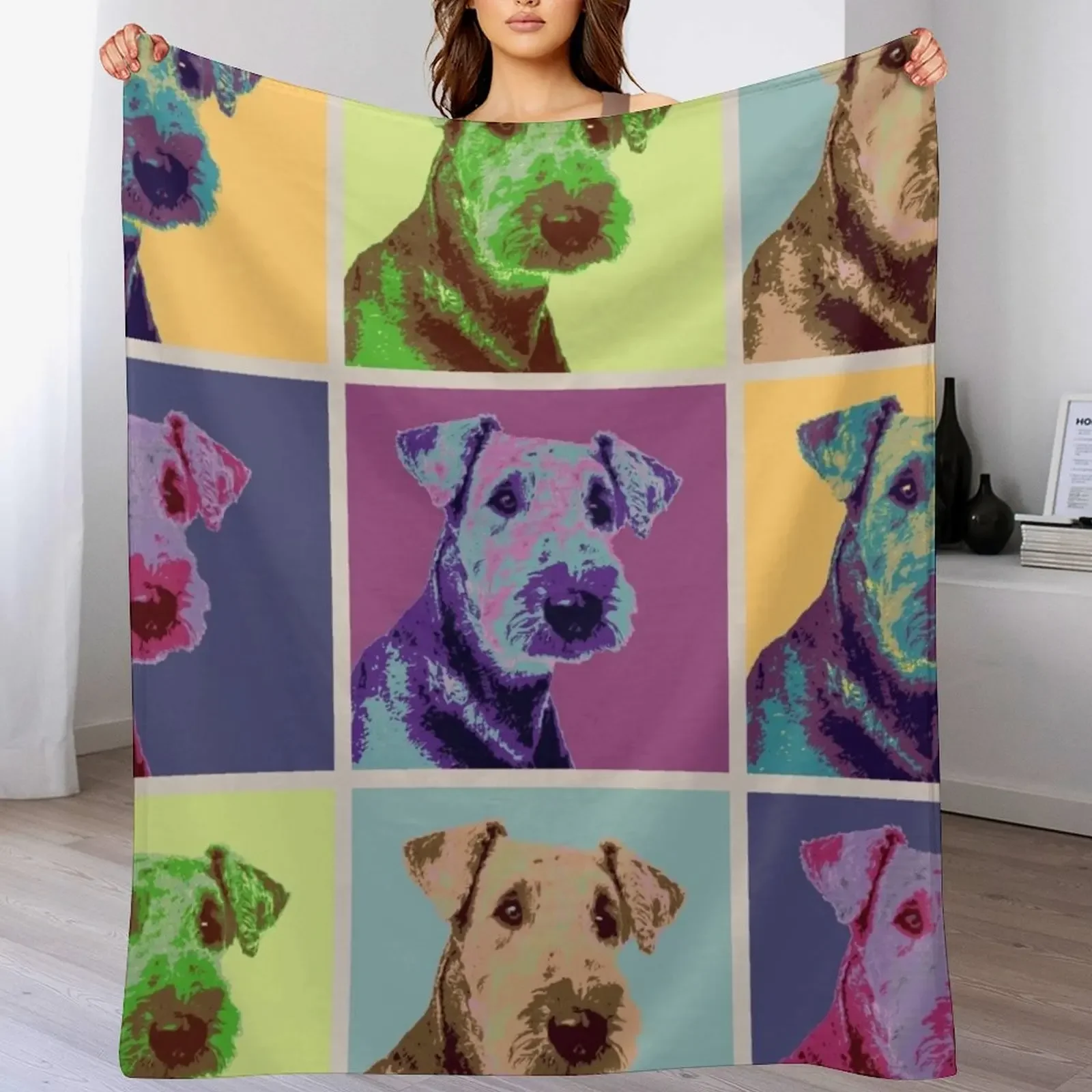 

Airedale Terrier Pop Art Grid Throw Blanket For Baby Bed covers Sofa Throw Blankets