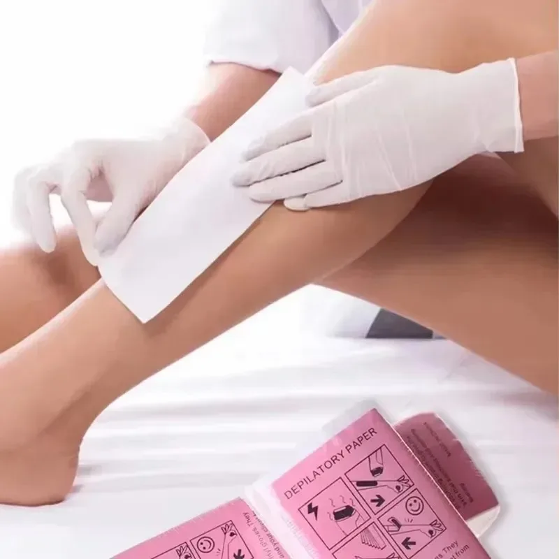 50-100 قطعة النساء الرجال إزالة الشعر ورق شمع محبوكة عالية الجودة الجسم الساق الذراع إزالة الشعر لنزع الشعر شريط شمع لفة ورق #6