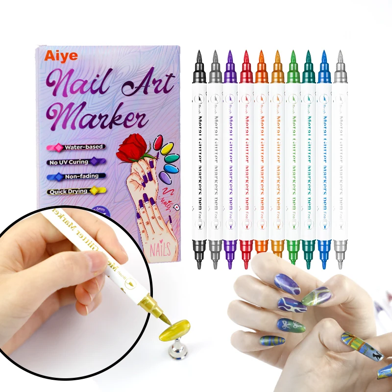 10Pcs/Set DIY Nail Art Graffiti Pen Nail Polish Pens Drawing Painting Point Liner Acrylic Painted Pen Waterproof Quick-drying