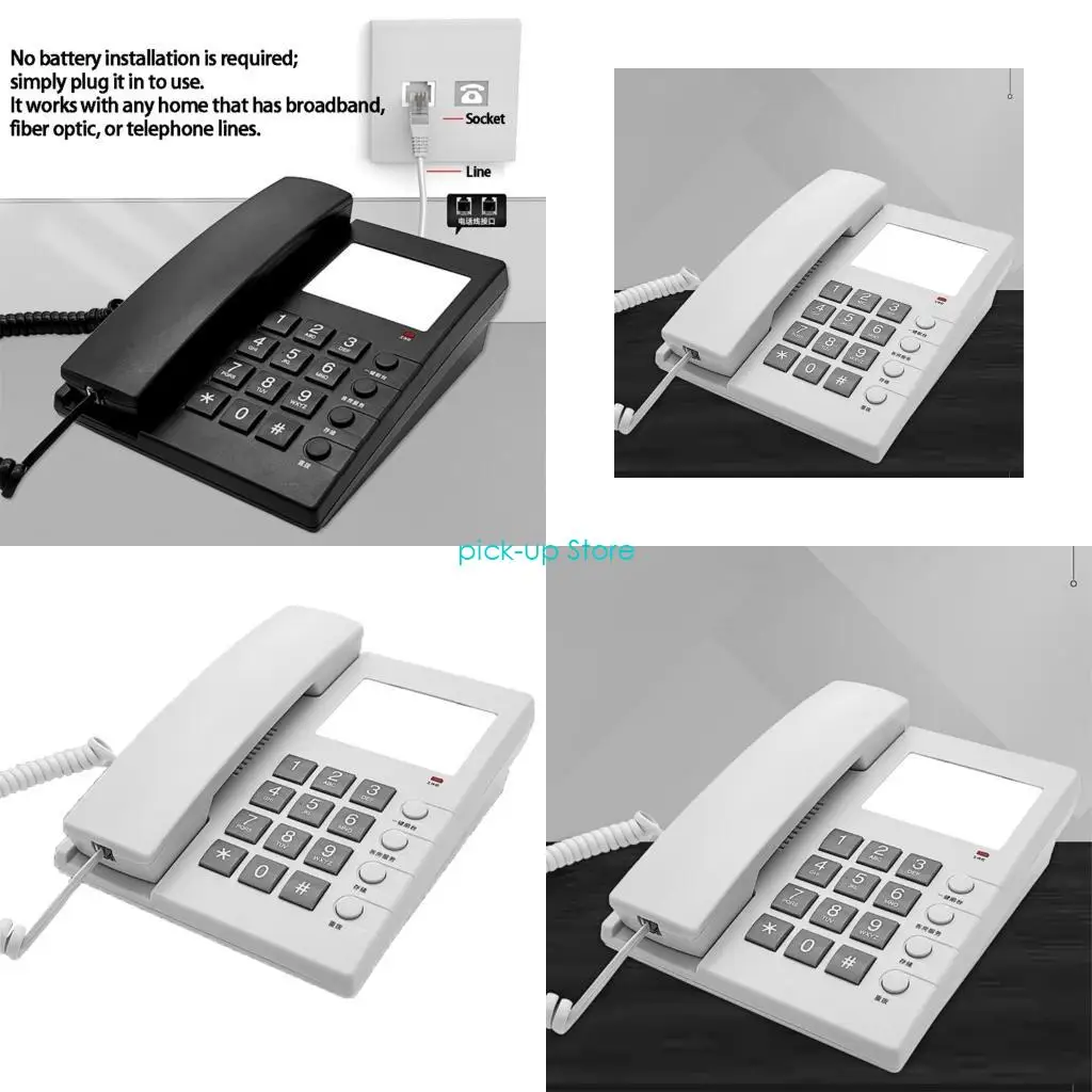 Q5WA Corded Landline Phone Big Button Hotel Room Wall Mount/Desk Telephone Simple for Guest Rooms with Clear Auditory Sound