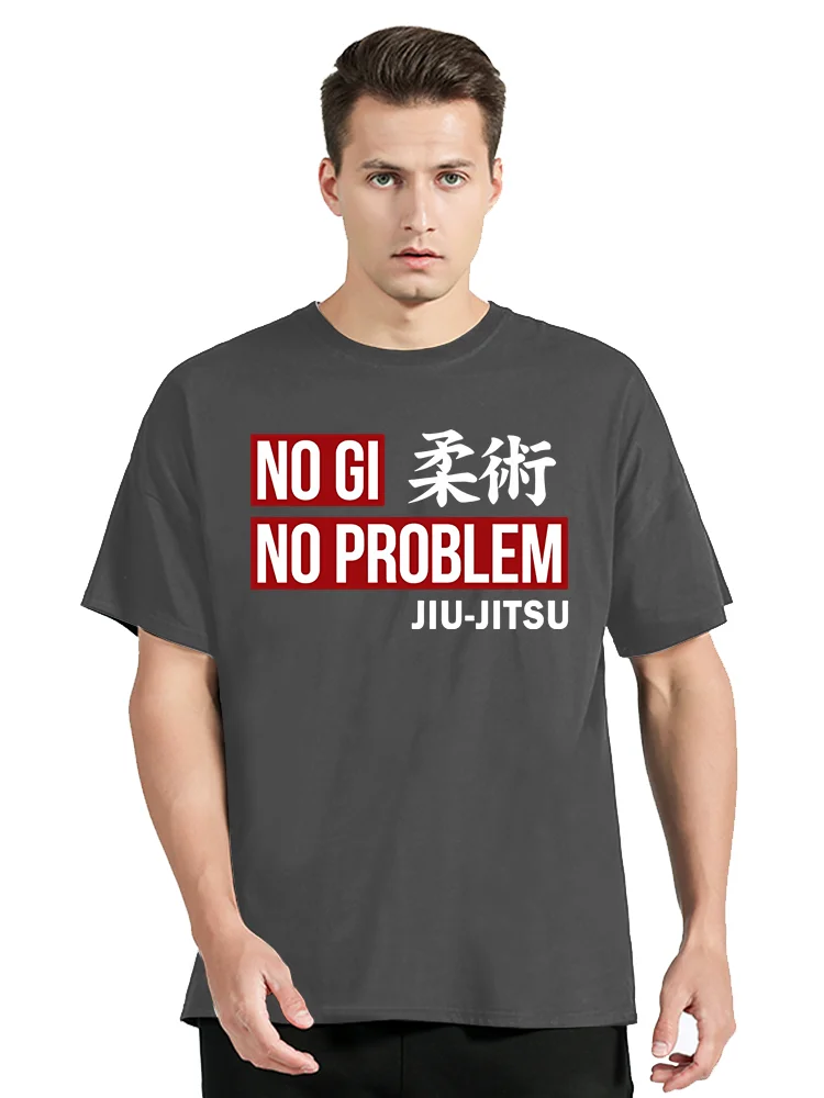 Vintage Jiu Jitsu No Gi No Problem T-Shirt Men's Clothing Cotton Tshirt Martial Arts Brazilian Tops O-neck Summer Casual T Shirt