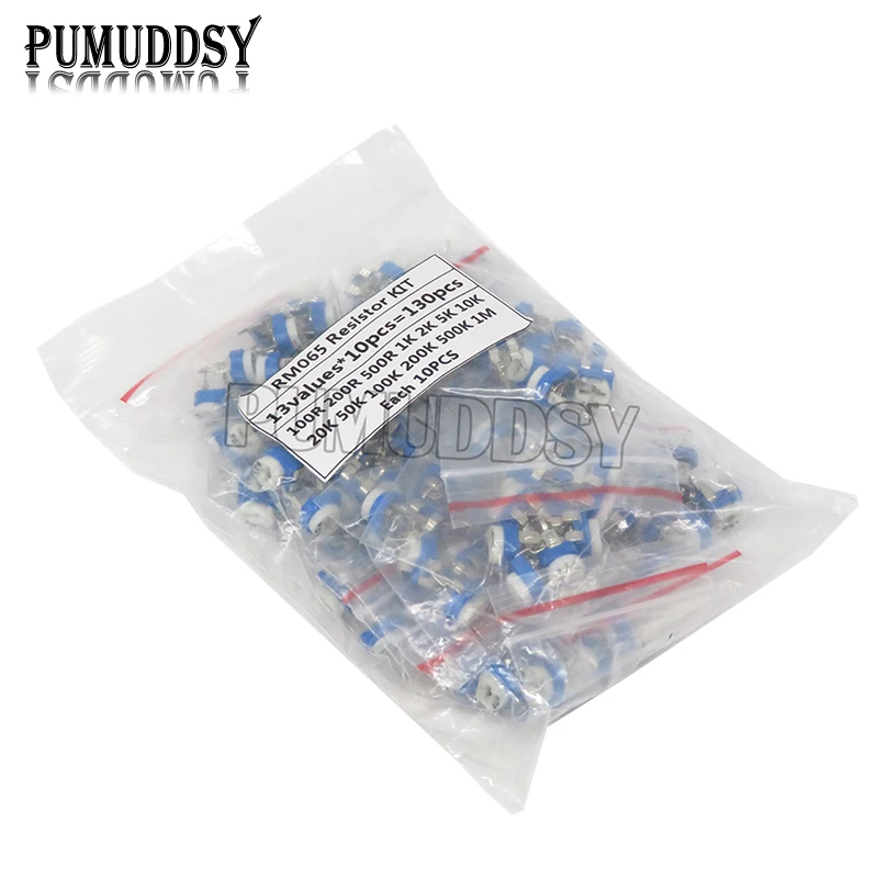 130PCS RM-065 Trimming Potentiometer 100ohm-1Mohm RM065 Variable Resistors Component Diy Kit