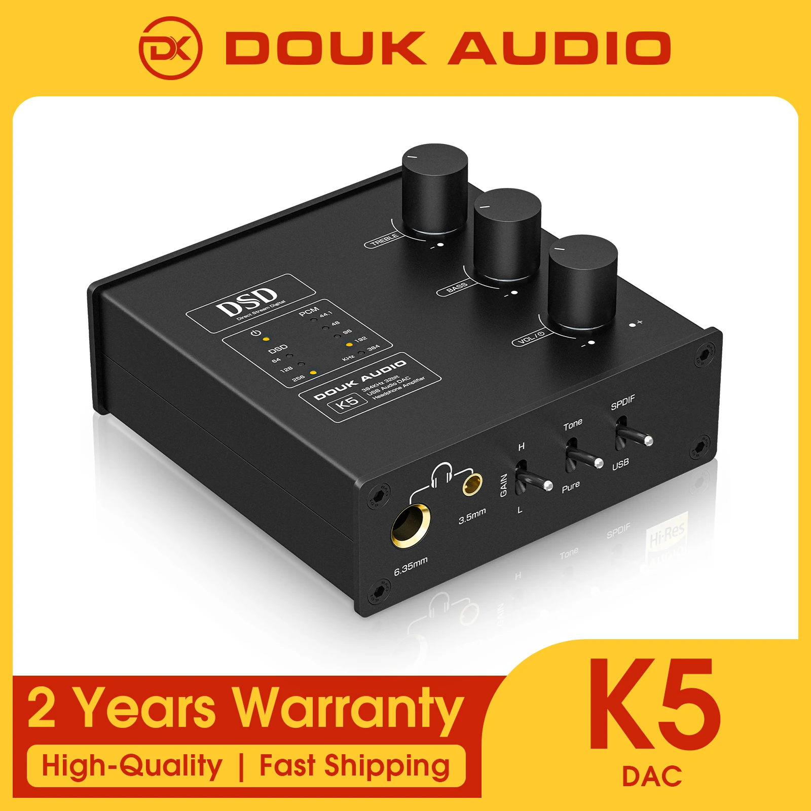 Douk Audio K5 USB DAC เครื่องขยายเสียงหูฟัง ESS9038Q2M Optical Digital to Analog Converter DSD256 พร้อมแจ็คหูฟัง 3.5 มม.