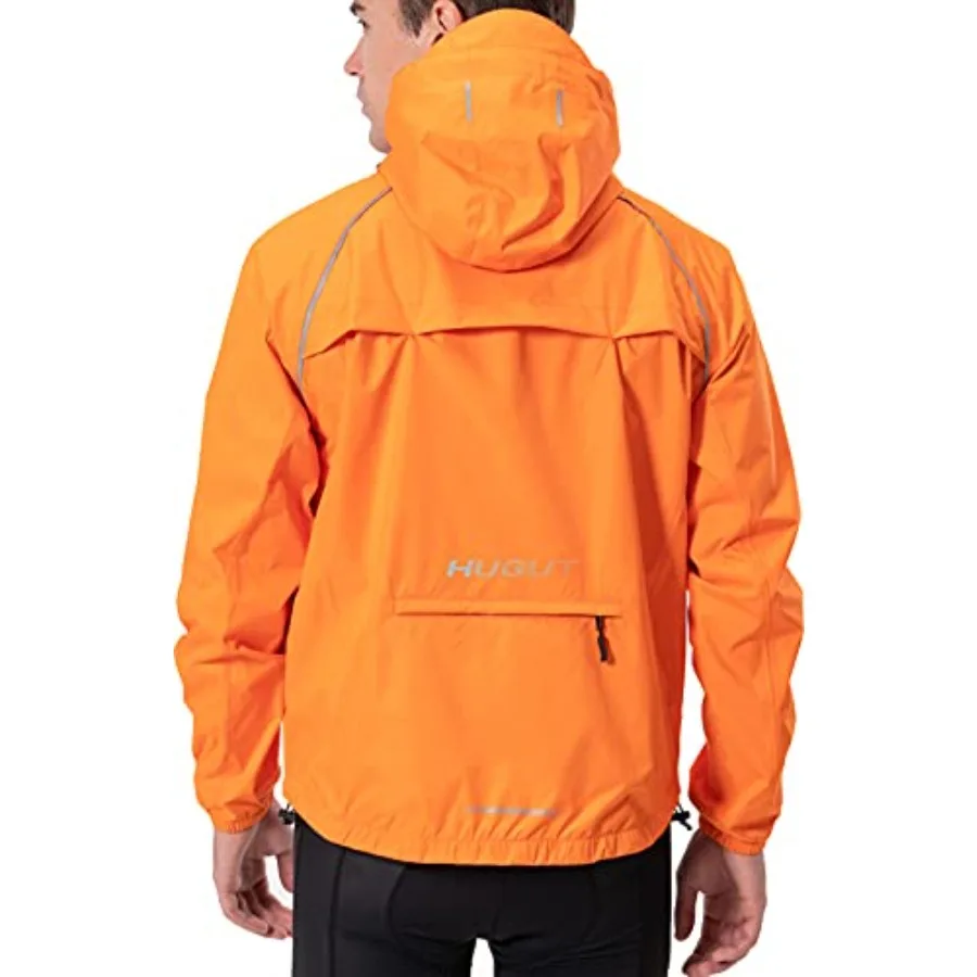 

Hugut Men's Cycling Running Rain Jacket Lightweight Waterproof Biking Hiking Windbreaker Raincoat Reflective Packable