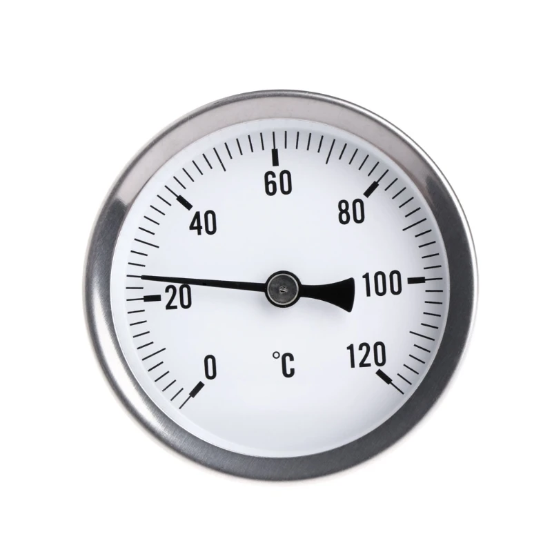 Round Dial Horizontal Thermometer 63mm Aluminum Temperature Gauge Meter Suitable for Liquid Water Measure Range 0-120°C