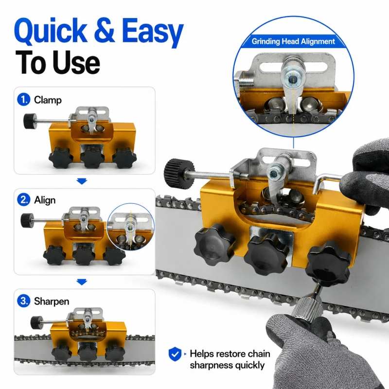 New Manual Chainsaw Sharpener, Hand Crank Grinding Tool, Portable Chain Grinder Jig, Home Outdoor Woodcutter Accessories