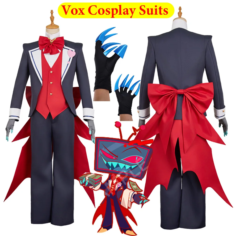 

Необычный костюм экономки для косплея Vox, перчатки, мультяшный отель, ролевая игра, мужская форма, пальто, жилет, брюки, наряды, карнавальный костюм на Хэллоуин