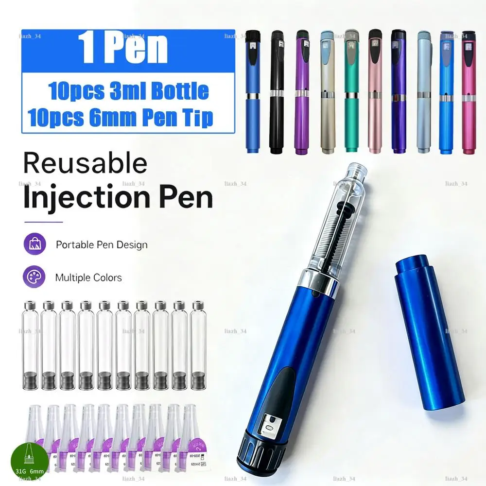 Reusable Magic Pen Tattoo Pen Set Disposable 3ml Empty Cassette Bottle Cartridges 6mm Pen Tips Accessories for Insulin Injection