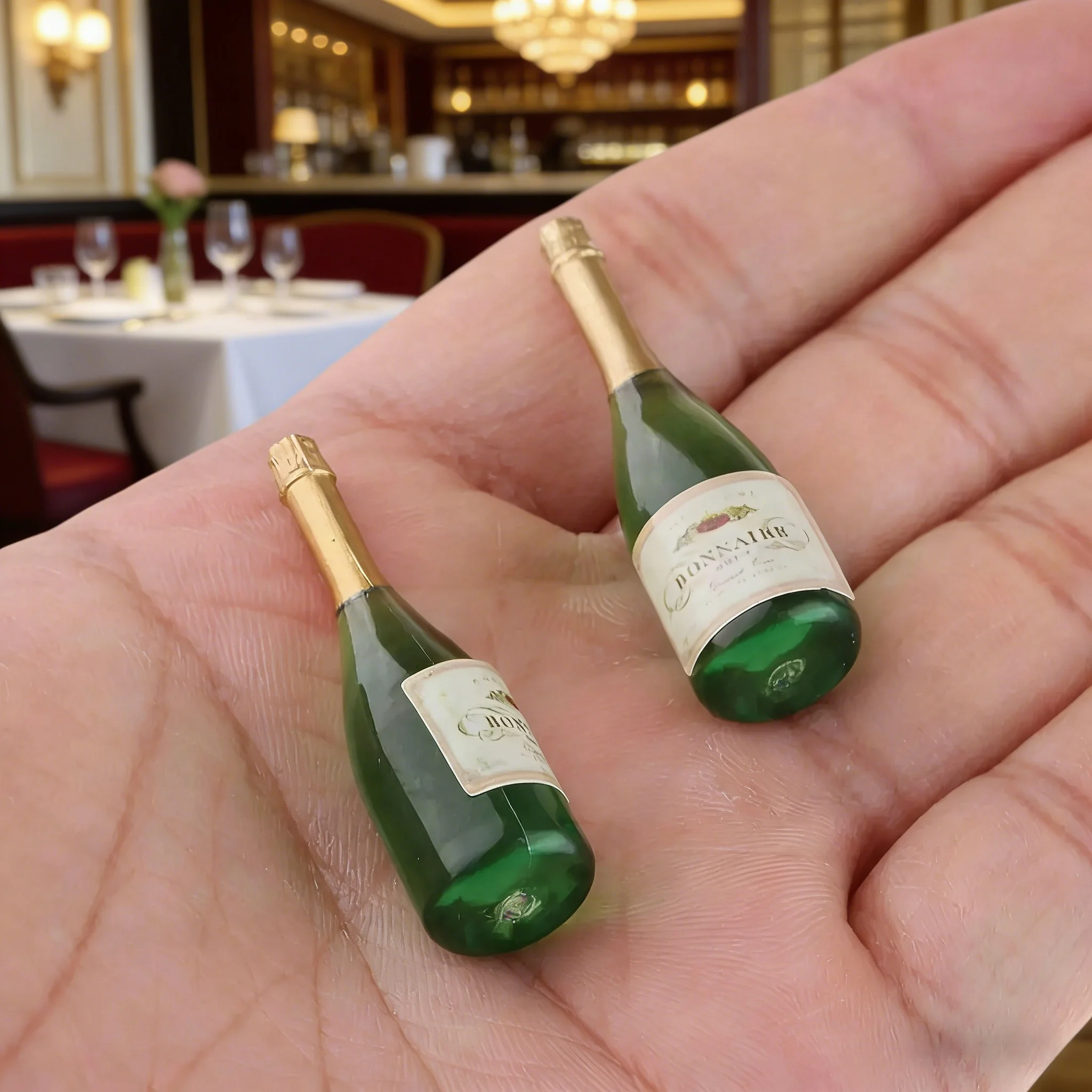 Accesorios para casa de muñecas, botellas de champán en miniatura a escala 1/12, suministros de cocina, 2 uds.