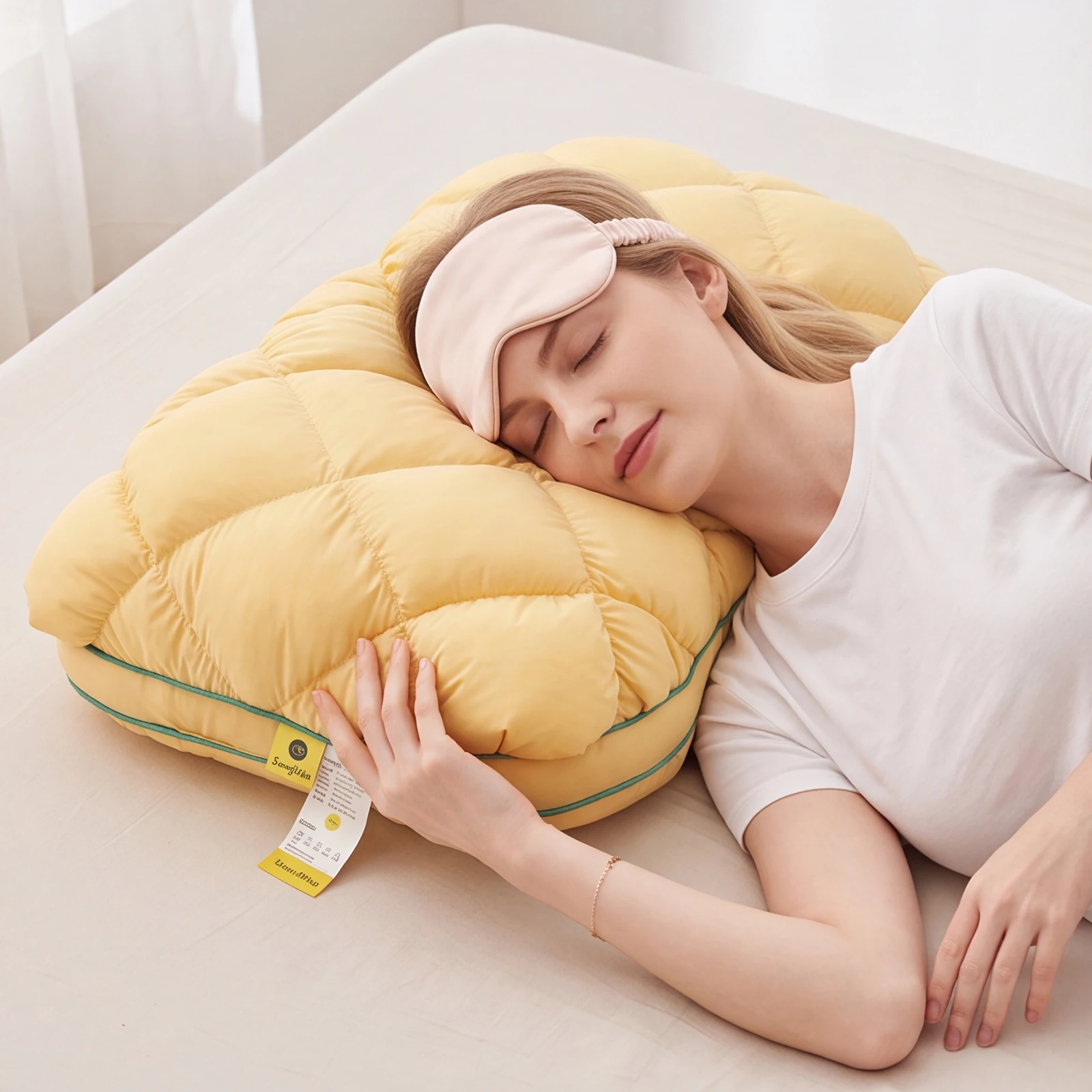 Pineapple Bun Shape Pillows 3X Fluffy Marshmallow-Soft Pillow Washable Cervical Support Pillows for Side Back & Stomach Sleepers