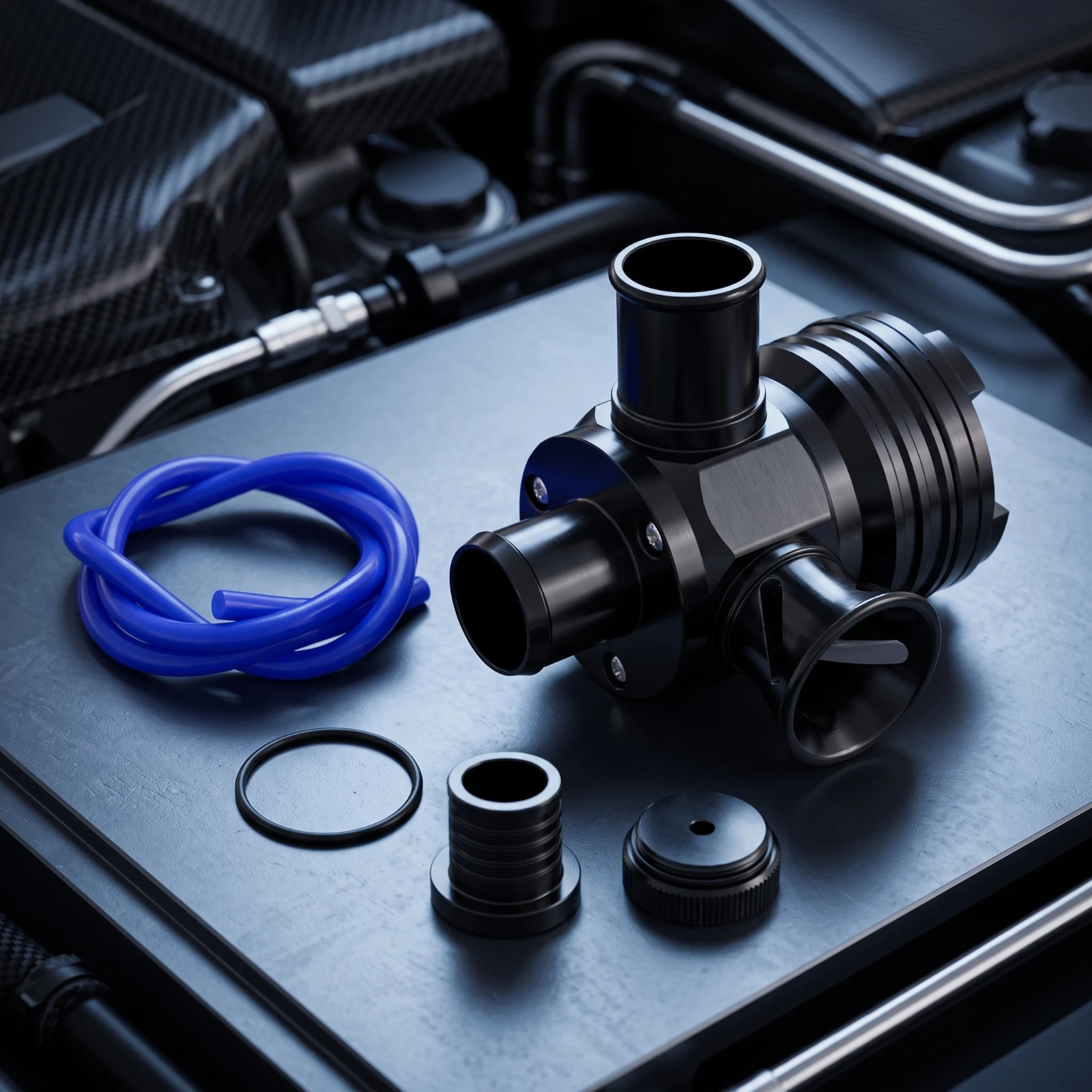 Turbo Blow-off Valve Kit Bolt-on Blow-off Valve with Hose BOV Adapter Aftermarket Fitting Lightweight for Car Enthusiasts