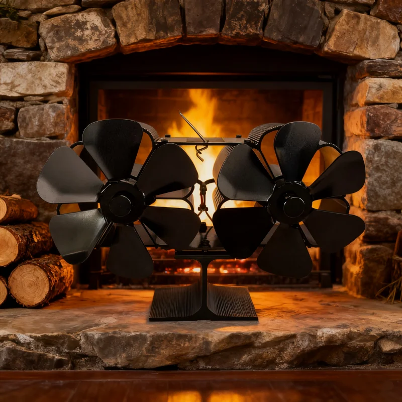 موقد صغير مروحة تعمل بالطاقة الحرارية الموقد مروحة سجل الخشب الموقد مروحة صديقة للبيئة هادئة 6 شفرة الموقد مروحة المنزل شتاء دافئ توزيع الحرارة