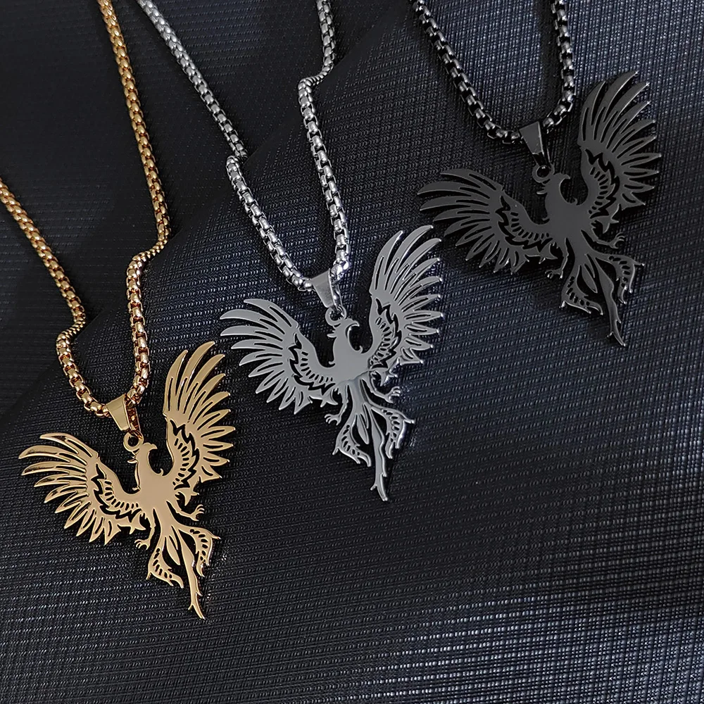 Vintage Albanian Eagle Necklace Men Women Gold Plated Animal Pendant Necklaces Choker Stainless Steel Accessories Birthday Gift