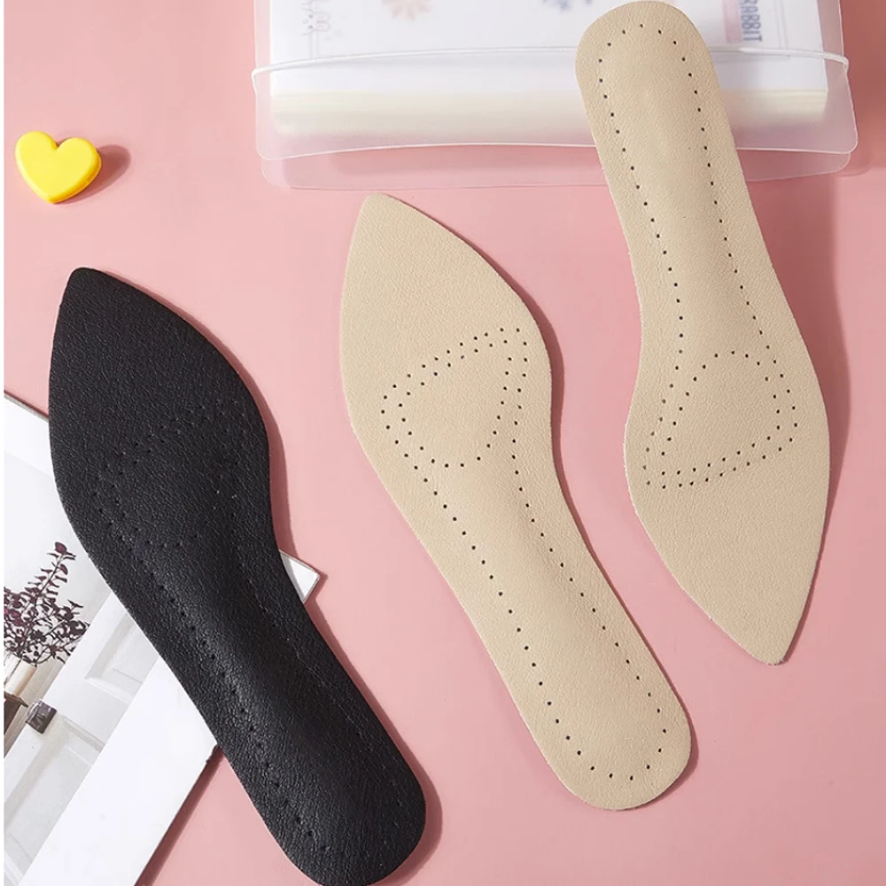 Selbstklebende Leder-Einlegesohlen für Damenschuhe, Plantarfasziitis-Schmerzlinderungseinlage, rutschfeste, atmungsaktive, stoßdämpfende Schuheinlage – Detail 10