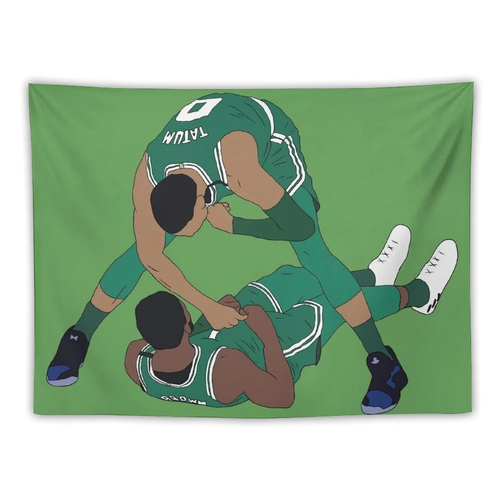 Jaylen Brown And Jayson Tatum Celebration Tapestry Hanging Wall Decorative Wall Mural Tapestry