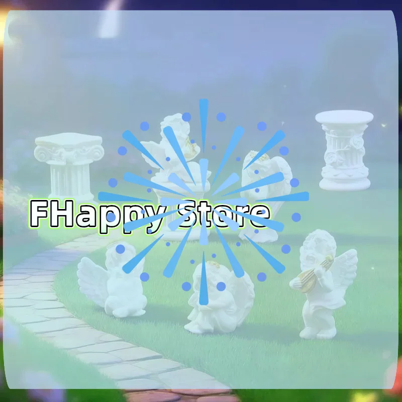 [MA]Mini Resin Angel Figurine With Adorable Golden Details And Roman Pillars Perfect For Garden Patio Desktop Home Decor[MA]