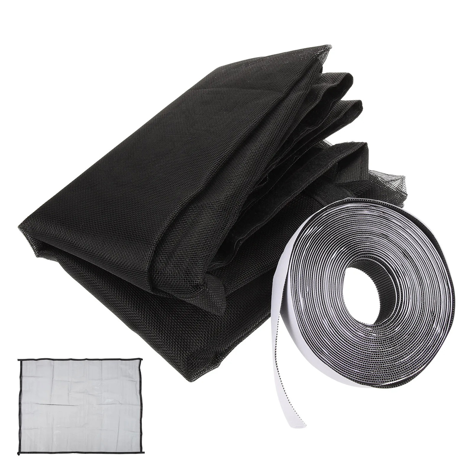 

Mosquito Screen Netting 100x120cm Gray Mesh Black Adhesive Window Screens for House Insect Protection Glass Clamps Hardware