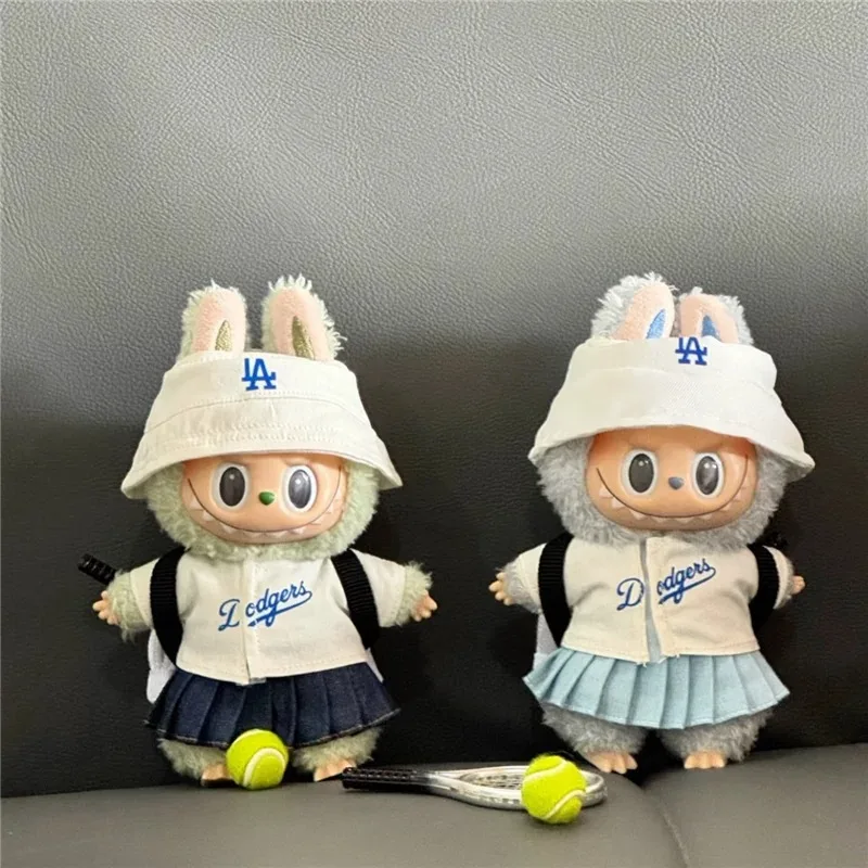 15 17cm pour poupée Labubu sport LA costume de Baseball vêtements tendance Tennis Badminton Tennis t-shirt Cargo pantalon vêtements accessoires