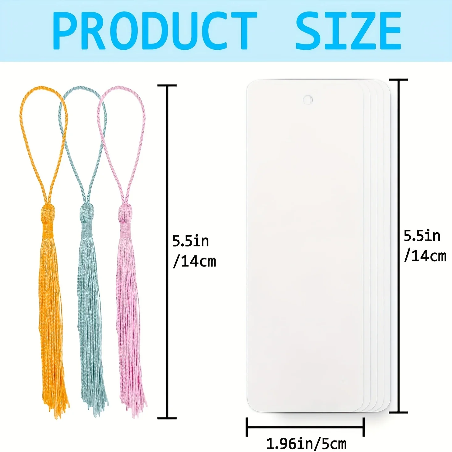 50pcs Blank Bookmarks Creative Hand-painted Decorations Paper Bookmarks with Colorful Tassels DIY Hanging  Making Accessories