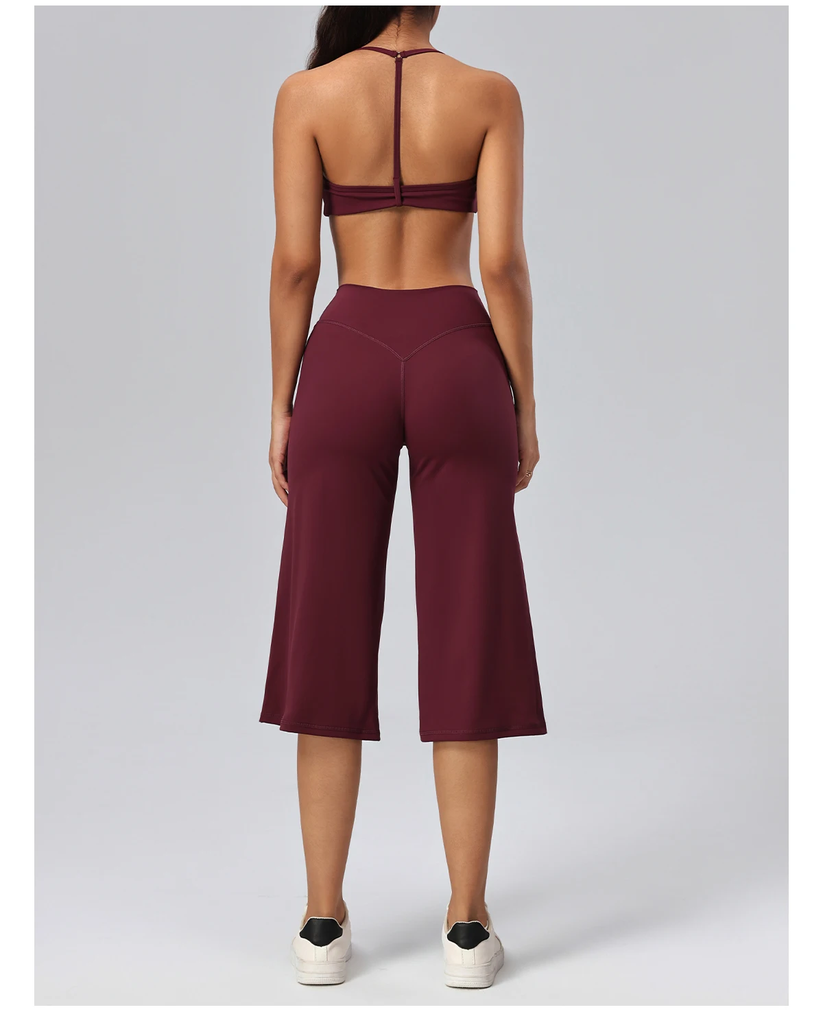 Hearuisavy Damen 2-teiliges Fitness-Set: Hochtaillierte Yoga-Caprihose mit weitem Bein, Push-Up-Sport-BH, schnelltrocknender Tennisrock für das Fitnessstudio. – Detail 29