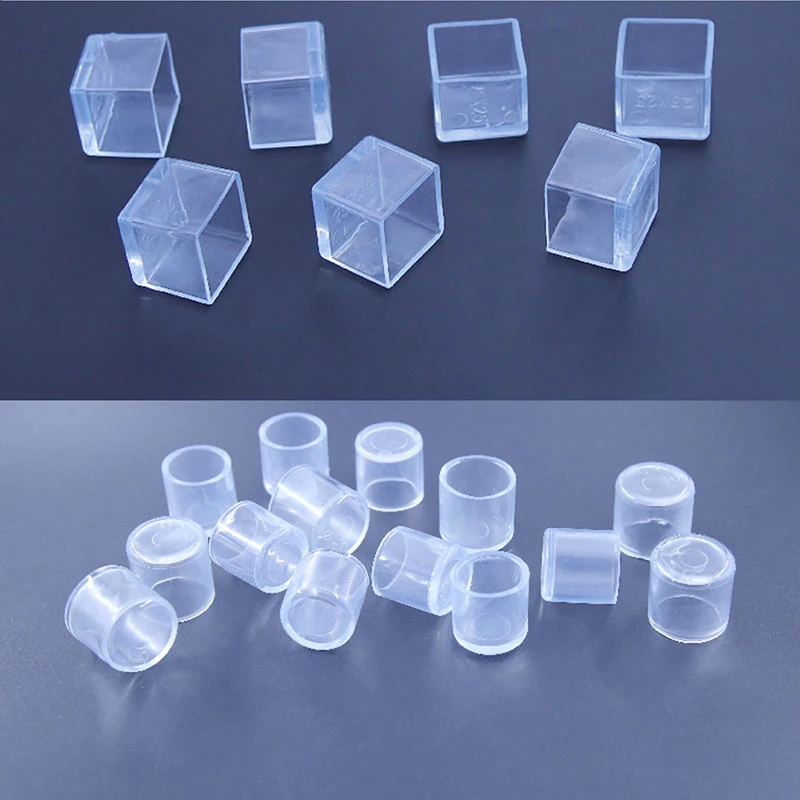 12/20PCS Silicone Chair Leg Caps Transparent Square Table Feet Cover Floor Protector Pads Furniture Pipe Hole Plugs Home Decor