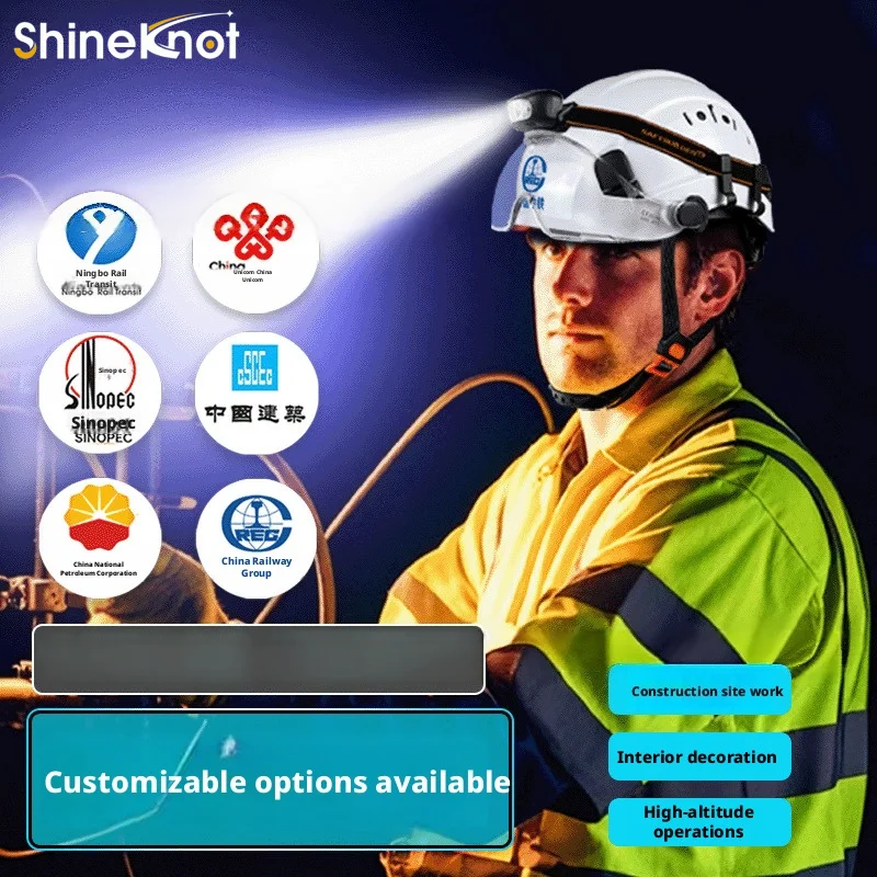 SHINEKNOT Safety Helmet Construction Site Led Headlight Night Lighting Multi Level Adjustable Waterproof Rechargeable Work Light