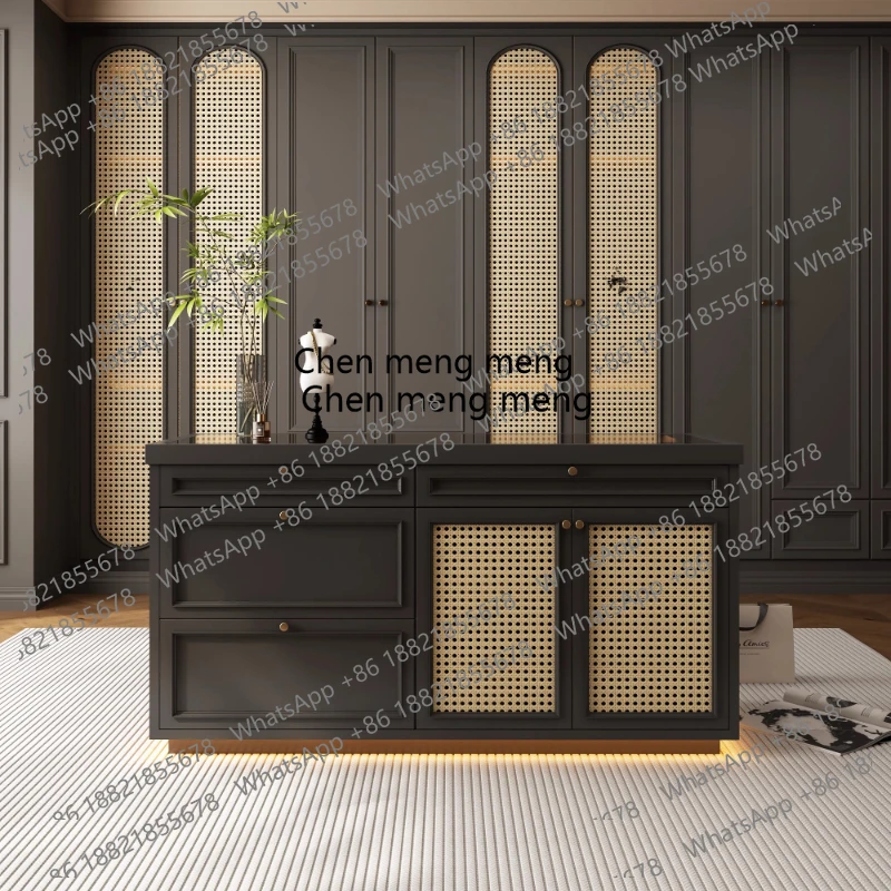 

French style cloakroom, island cabinet, jewelry, household cream style storage, double-sided display H