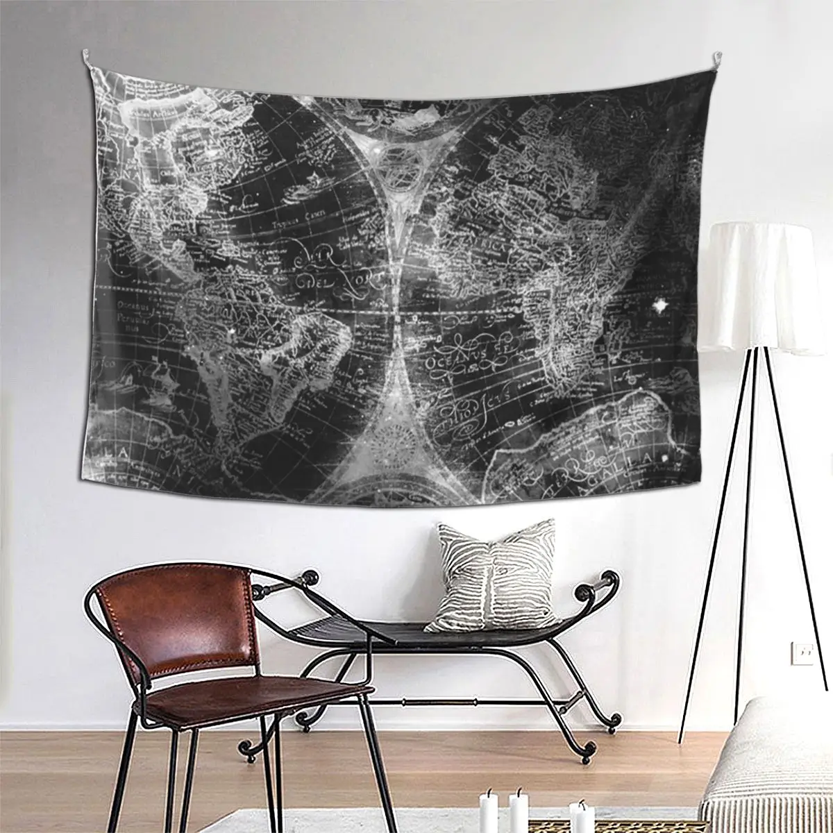 

Антикварная карта, космические звезды, черно-белый гобелен, забавный настенный эстетический домашний декор, гобелены для гостиной, спальни, общежития