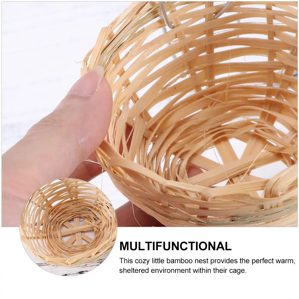 

Budgie Straw Nest Bamboo Bird's Decoration Hamster Hand-woven Parrot Breeding