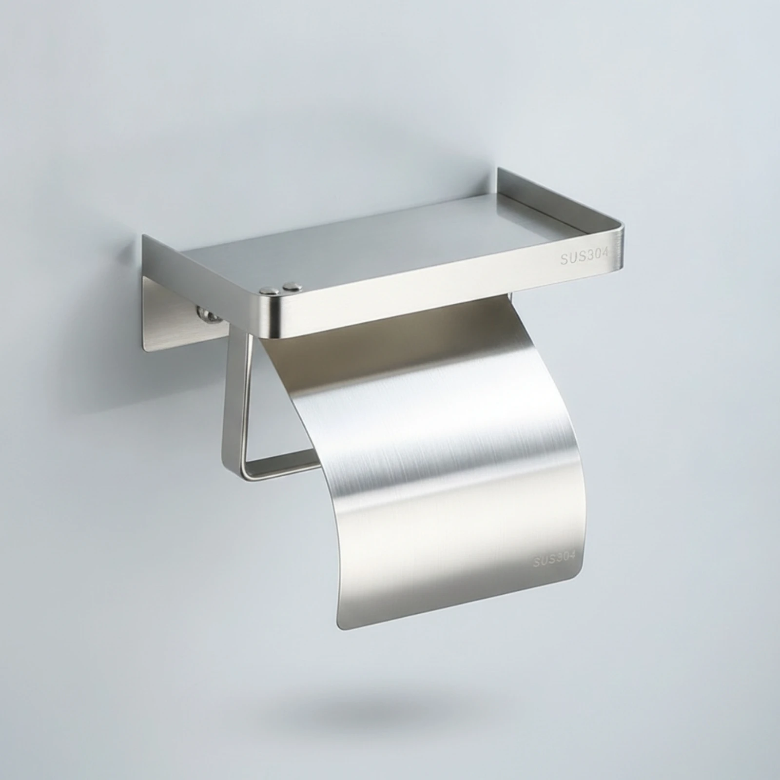 Toilet Tissue Holder with Shelf Long-Lasting Toilet Tissue Holder with Phone Shelf Bathroom Accessory Rustproof Hardware Easy To