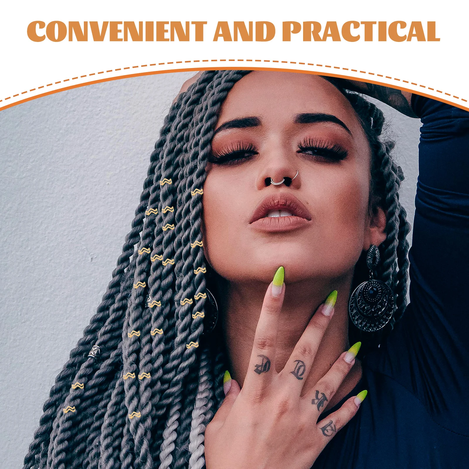 

100pcs HairJewels BraidsAccessories DreadlockCuffs IronBeads Durable WeddingParty Photoshoot HairPendants