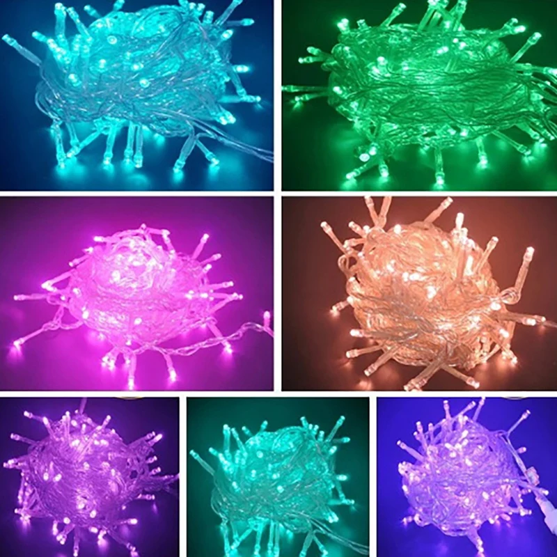 220 В, 10 метров, 100 фонарики, яркие огни, гирлянда с европейской вилкой