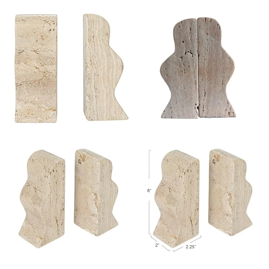 

Decorative Travertine Wave Bookends,,Set of 2