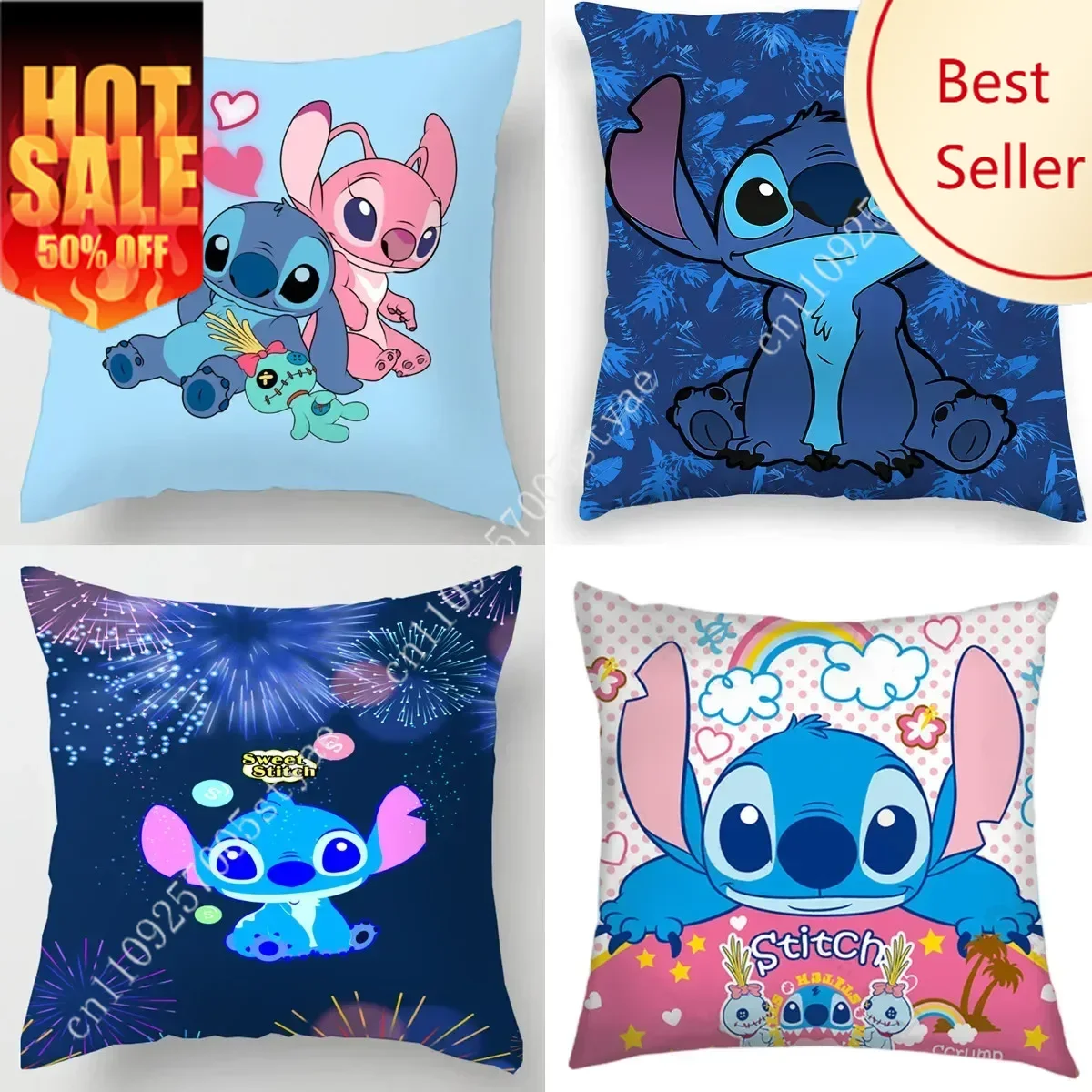 

Stitch Pillowcase Disney Cartoon Pillow case Soft Sofa Bed Decoration Child Holiday Party Boy Girl Gifts Custom Pillow Cover