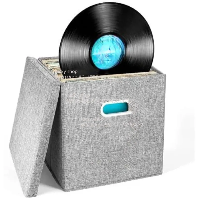12-Inch Vinyl Record Storage Box, Record Cotton and Linen Fabric Storage Box, Covered Finishing Box, DVD Film Box.