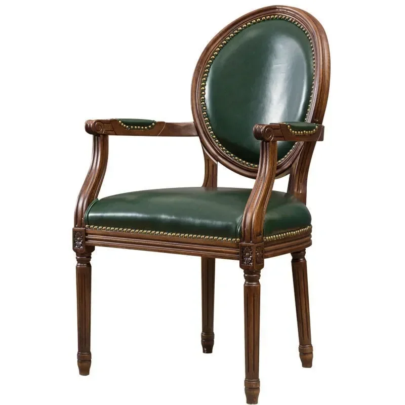 Cadeiras de jantar bonitas com apoio de braço, madeira rústica, designer europeu, cadeira de couro, ergonômica, mesa de escritório, móveis para casa