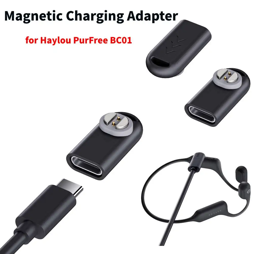 Adaptador de carga magnética para Haylou PurFree BC01 Cable tipo C convertidor de carga auricular magnético adaptador de carga USB tipo C