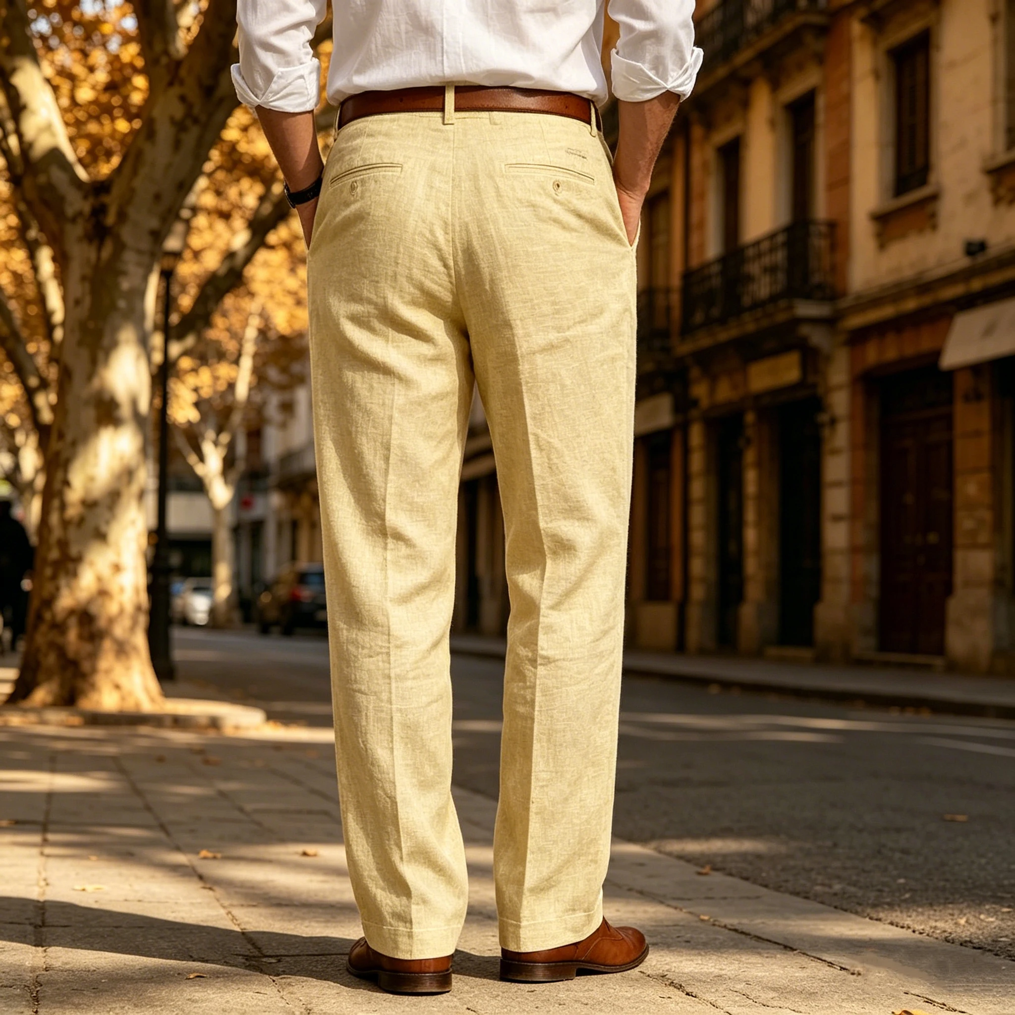 Men's Summer Linen Suit Pants High Waist Pleated Wide Leg Casual Trousers Business Formal  Breathable Loose Fit Straight Pants image 3