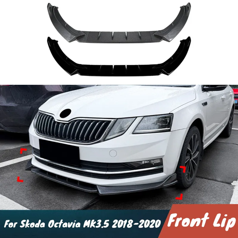 

For Skoda Octavia MK3.5 2018-2020 Car Front Bumper Splitter Lip Chin Spoiler Body Kit Protector Guard Exterior Accessories