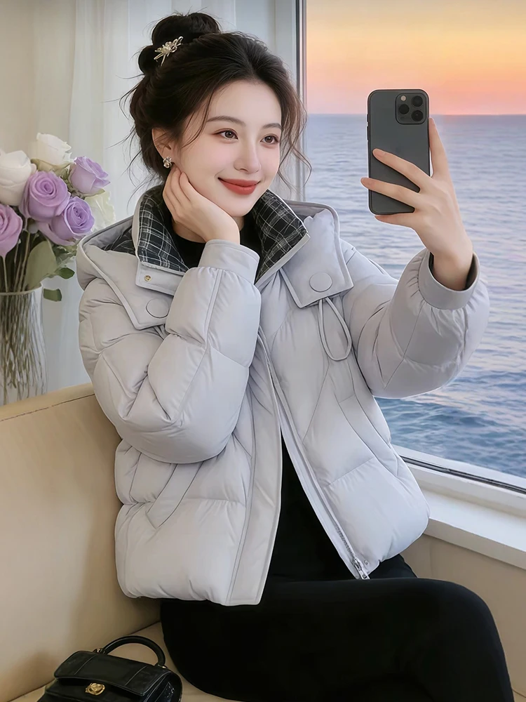 

Зимнее пальто Thiened Fce для женщин, утепленное, на хлопковом наполнителе, теплый, стильный, для повседневной носки, в корейском стиле, длинное, на молнии